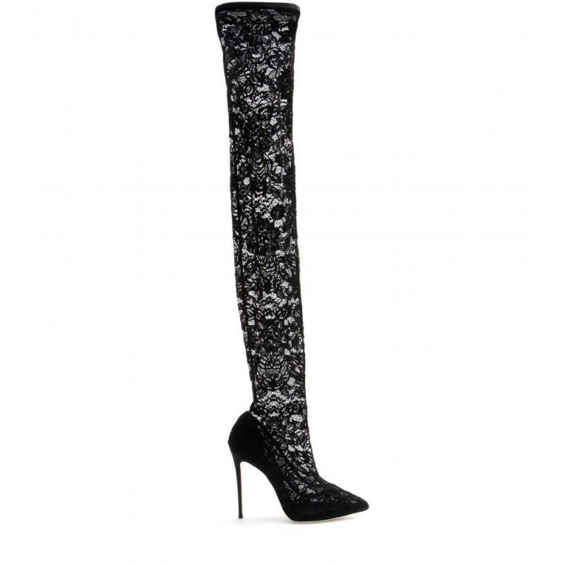 New DOLCE & GABBANA 'Kate' Lace Over The Knee Boots - UK Sizes 3 to 6
